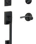 Century Single Cylinder Handleset With Right Hand Merano Lever In Aged Bronze, Fits 1-5/8 To 1-3/4 Inch Doors