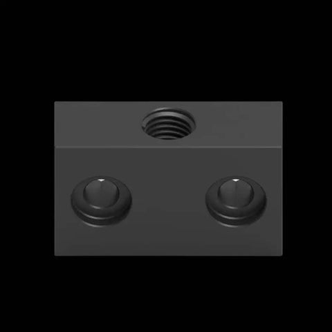 Heavy Duty T8 Acme Lead Screw Nut Block For 8mm Linear Guides With Hella Smooth Brass Or Pom Flange Mount top view with mounting holes.