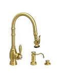 Traditional Prep Kitchen Faucet With Pull Down Sprayer And Lever Handle Finished In Durable Matte Antique Copper For A Sharp Top Shelf Setup That Brings Serious Kitchen Style, featuring a sleek arched spout.