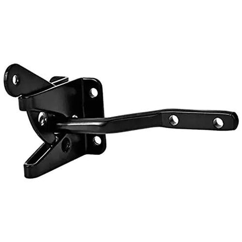 Heavy Duty Automatic Gate Latch That Auto Locks Like A Champ Securely Fits Wood Or Metal Fences Rock Solid Build Super Easy Install Kit For Backyard Security, black steel latch with lever.