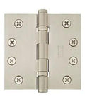 Heavy Duty Ball Bearing Door Hinges Square Corners 4 X 4 Inches Steel Pair Satin Nickel Finish showing smooth surface and screws.