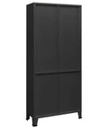Anthracite Steel Industrial 3 Shelf Bookcase With Two Hinge Doors Heavy Duty Storage Cabinet Organizer for living room and home office