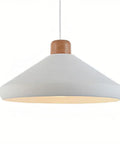 Nordic Industrial Pendant Light E26 Adjustable Height Wood Metal Chandelier for Kitchen Island Dining Room(White,35cm) with rubber wood and white metal.