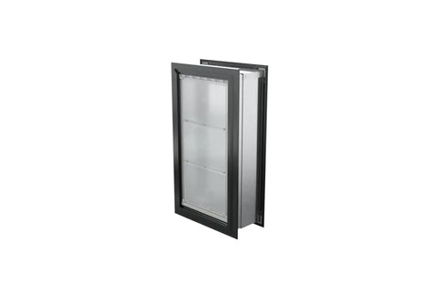 Heavy Duty Wall Mounted Pet Door With Hella Windproof Double Flaps showing sliding mechanism and sturdy matte black steel frame.