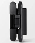 Adjustable 180 Degree No-Squeak Silent Concealed Hinge for Wooden and Folding Doors, Invisible Cross Hinge, Black 110x30mm, Side View