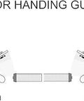 Door handing guide showing left and right hand pivot positions for commercial storefront doors, aligned with Armalite Pivot specifications.