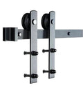 8 Ft Double Door Sliding Barn Door Hardware Kit With Quiet I Shaped Rollers Beefed Up Heavy Duty Steel Tracks with mount bolts