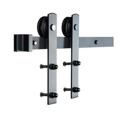8 Ft Double Door Sliding Barn Door Hardware Kit With Quiet I Shaped Rollers Beefed Up Heavy Duty Steel Tracks with mount bolts