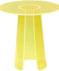 Lit Neon Yellow Acrylic End Table For Living Room, 18x18x18 Inch Square, 0.31 Inch Thick See Through Modern Accent Table