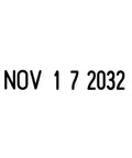 NOHassleSelfInkingDateStampForQuickDocumentDatingHellaSmoothAdjustableCalendarControlsWithCrispBlackEcoInkDesignedToKeepYourDeskNeatDuringHeavyWorkweekGrindPeriods with date NOV 17 2032.