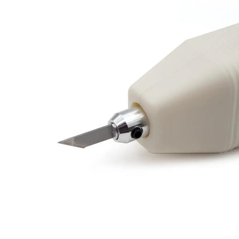 Close-up of Handheld 35 Khz Ultrasonic Cutting Knife for 3D Resin and PLA Models showing blade detail, ideal for precise cutting.