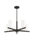Astoria Chandelier Pendant Light In Sleek Steel Modern Contemporary Fixture With Satin Opal Glass Shades