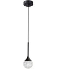 RGB LED Pendant Light With Remote Control, Matte Black Teardrop Chandelier With Bubble Crystal for Kitchen Island
