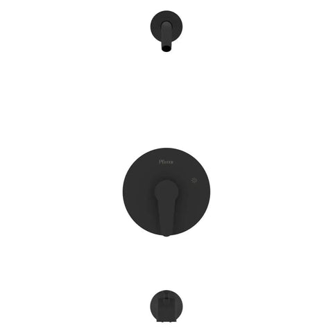 Modern Tub And Shower Trim Kit Matte Black Finish With One Handle Without Shower Head Valve Not Included