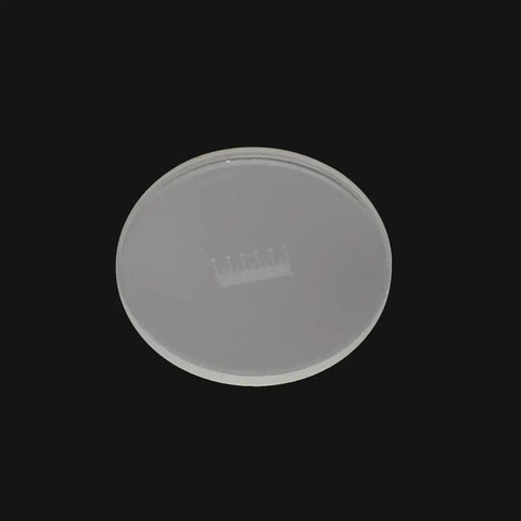 Pro Grade Microscope Calibration Slide With Reticle And Stage Graticules 0.1mm Divisions For Eyepiece And Objective Lens Alignment Transparent 19mm Glass Diameter Precision Measurement Tool For Calibration, 19mm glass disc on black background