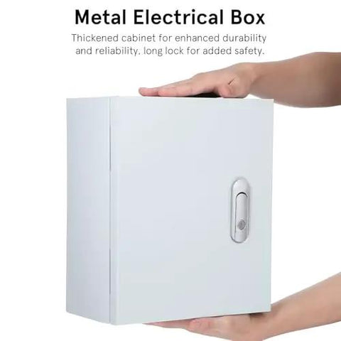 Metal Junction Box 250x300x140mm Rugged Wall Mounted Electrical Enclosure with Long Lock, Thickened Steel Cabinet for Outdoor Use
