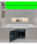 Heavy Duty Stainless Steel Concealed Door Hinges Built Tough Invisible Flush Access Panel Hardware mounted on a bathroom access panel.