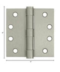 Heavy Duty 4 By 4 Inch Square Steel Door Hinges Set Of 10 With Ball Bearing For Quiet No Squeak Door Operation Antique Nickel Finish