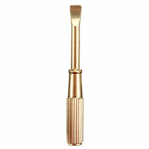 Compact Mini Screwdriver With Dang Good Non Slip Grip, Titanium Steel Precision Hand Tool For Jewelry Repairs And Household Tasks, tiny gold tool with textured handle.