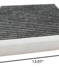 Side view of Premium Activated Carbon Cabin Air Filter for Porsche Macan and Audi Q5, dimensions 13.07" x 10.78" x 2.16"