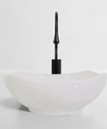 USZWBY Vessel Sinks Bathroom Vessel Sink Modern Simple Creative White Art Counter Basin Hotel Apartment Ceramic Wash Bathroom Bowl Sink with black faucet.