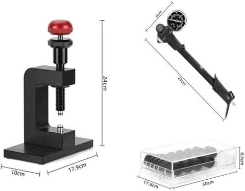 Straight Up Slick Watch Repair Kit With Spring Bar Remover And 29 Precision Dies Plugged In With Air Pump And 360 Degree Hose for strap adjustments