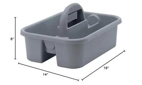 Heavy-Duty Tool Caddy With Deep Compartments And Comfortable Grip Handle, Industrial-Strength Polypropylene Organizer, Gray, Side View
