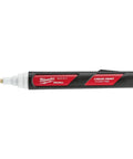 Marker Paint Jobsite Liquid White 48-22-3711 Pro Grade White Marking Marker, side view, black casing with red label.
