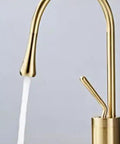 Nordic Vessel Sink - Round Bathroom Washbasin for Countertop with stylish gold faucet, ideal for modern home decor.