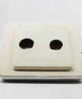 Back view of Glazed Ceramic Wall Mount Toilet Paper Holder In White Durable Classic Bathroom Accessory For Tile Installation Only Built In Lip Design Not For Flat Surface