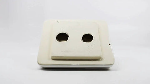 Back view of Glazed Ceramic Wall Mount Toilet Paper Holder In White Durable Classic Bathroom Accessory For Tile Installation Only Built In Lip Design Not For Flat Surface