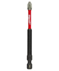 Milwaukee Shockwave 3-1/2 in Phillips #2 power bit with red shaft and black hex end