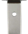 Front view of a sturdy solid forged stainless steel T Type table hinge with high polished finish for wooden cabinets and doors.