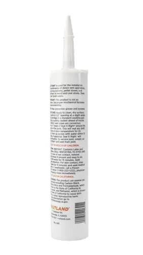 Side view of the 800 Degree Fahrenheit Flexible Latex Sealant For Direct Vent Appliances, Gas Fires, Pellet Stoves And Metal Flues A Tough, High-Heat Sealant That Expands And Contracts With Temperature Changes, Black, 10.3 oz Cartridge.
