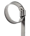 Band-It stainless steel I.D. clamp, 1 in diameter, 3/8 in wide, 0.025 in thick.
