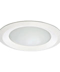 Six Inch White Recessed Ceiling Light Trim With Frosted Glass Lens Wet Rated Shower Lighting For E26 Series Recessed Cans Non Conductive Dead Front Polymer Trim Ring Easy Install
