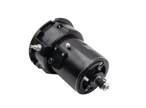 Badass 75 Amp Alternator Kit With Pulley Belt Stand Backing Plates High Output Upgrade For Amp Hungry Rides showing black alternator side view.