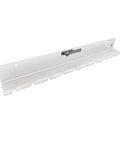 No Fuss Wall Mounted Air Tool Rack Organizer For Garage Shop Or Enclosed Trailer Holds 10 Pneumatic Wrenches And Guns With Slick Aluminum Build and Beefy USA Craftsmanship Silver side view of the mounted organizer