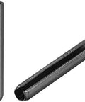 Slotted Spring Pin Kit 5mm By 35mm Plain Finish 65Mn Pro Grade Assortment Of 30 Pcs For Small Machine Projects Quick Positioning And Secure Connections In A Durable Roll, two pins shown close-up