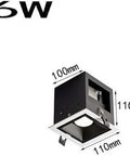 WKNHHL Recessed Lighting Housing Trim Kits Square Aluminum Ceiling Recessed Lighting Clothing Grille Embedded Panel Downlight Lamp Commercial Museum Exhibition Stage,White,Warm,Warm Light(3000k) size dimensions showing 6W square downlight fixture.