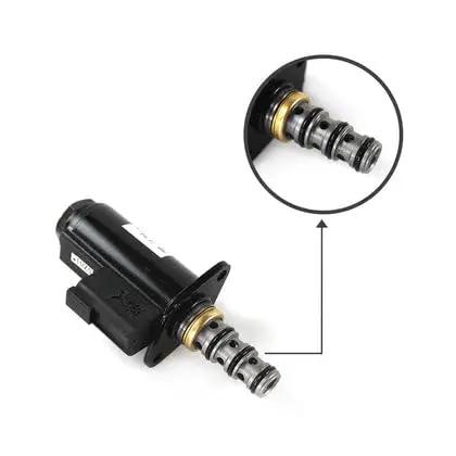 Solenoid Valve 1211491 KWE5K31 G24DB30 heavy-duty replacement for CAT excavators and engines shown with close-up of valve mechanism