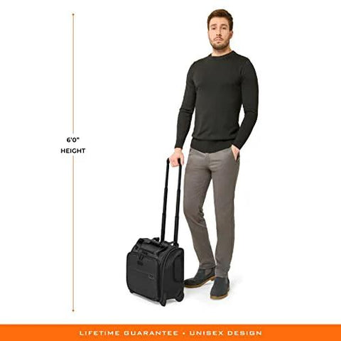 Briggs & Riley 2-Wheel Cabin Bag, black softside carry-on luggage with extendable handle.