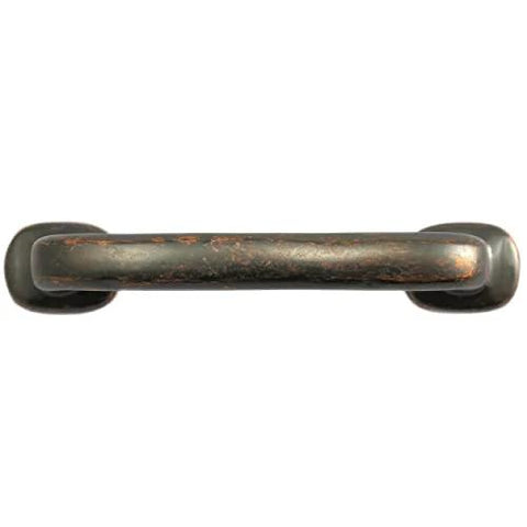 Top view of Riverstone 3 Inch Cabinet Pull in Antique Copper Durable Solid Metal Handle with Classic Distressed Finish