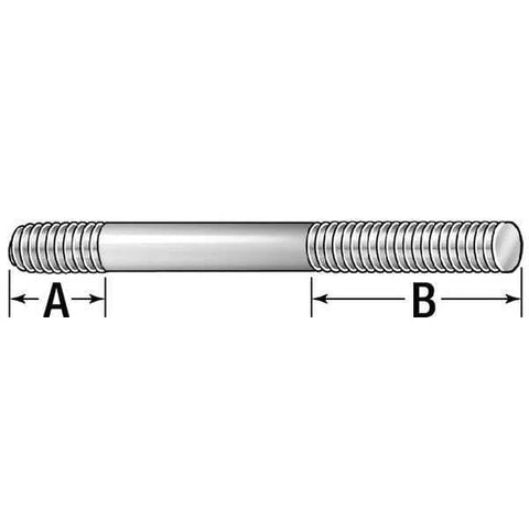 Te-Co 40350 double-threaded stud bolt, 1/4-20 x 1-1/2 in, 2-pack