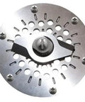 Tri Slice Cutter design for Real Workhorse Tough As Nails 3/4 Hp Grinder Pump showing metal blade and holes.