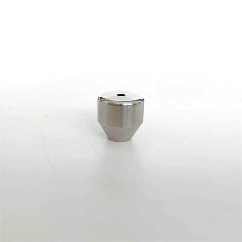 Waterjet pump seat 014388-1; metal cylindrical part with conical base and silver finish