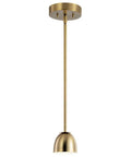 Baland 4 Inch 1 Light Mini Pendant In Brushed Natural Brass With Clean Slick Compact Design for kitchens, hallways, living spaces