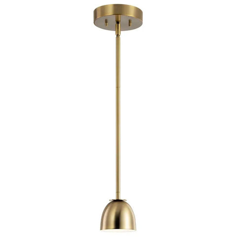Baland 4 Inch 1 Light Mini Pendant In Brushed Natural Brass With Clean Slick Compact Design for kitchens, hallways, living spaces