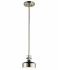 Brushed Nickel Lit Integrated LED Mini Pendant One Light With Striated Seco Glass 3000K Warm White Dry Location Fixture, exposed view