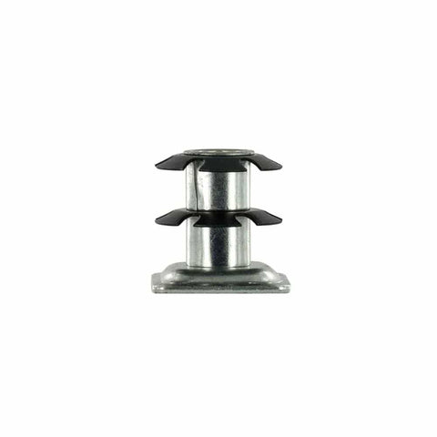 Double Star Threaded Caster Inserts Heat Treated Steel Fits One Inch Square Tubing Sixteen To Eighteen Gauge Five Sixteenths By Eighteen Thread Deep Setting For Secure Mount Flush Fit Four Pack front view